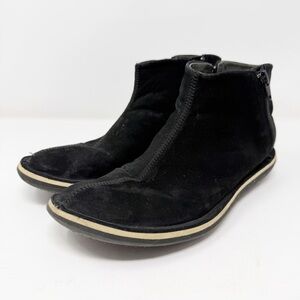 Camper Black BEETLE Nubuck Leather Ankle Boots Size 7 US Zip Up
